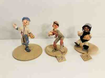 Lot of 3 VTG Annalee Baseball Dolls Pitcher Catcher Batter 1993