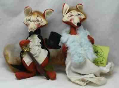 Annalee Fox Bride and Groom Set of Mobilitee Dolls 1981
