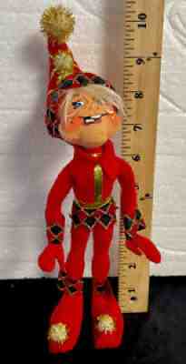Annalee Christmas ~ 9" Red Harlequin Elf (gritting teeth) ~ 2007