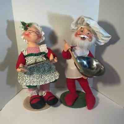 Vintage Annalee Holiday Dolls Santa Mrs. Claus Baking Serving Chef Christmas 17â?