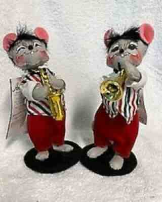 ANNALEE 6" MOUSE DOLL "JAZZY CHRISTMAS TOO" TRUMPET SAX SET NEW * FREE SHIPPING