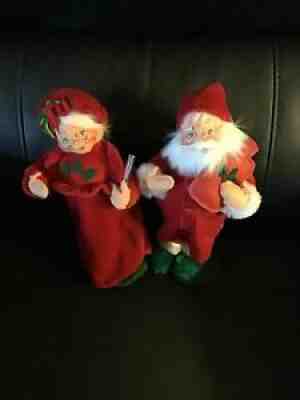 9" ANNALEE 2006 SANTA & Misses CLAUS IN PJs & Gown Set!