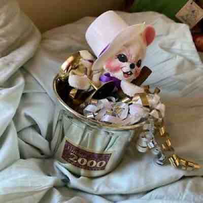 Annalee 2000 Mouse in Champagne Bucket New Years Eve Figure