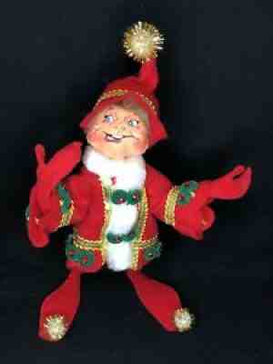 Annalee Doll Christmas Delights Elf Red Suit 8" Poseable Plush Figure 2012 Shelf