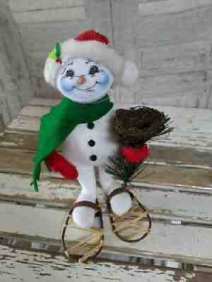 Annalee snowman snowshoes birds nest 2009 Xmas decor