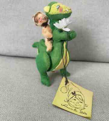 Vintage 1982 Annalee Mobilitee Green Dragon with Cave Bush Boy Rider 5â? NWT