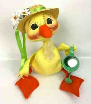 Vintage Annalee Doll Large Spring Easter Duck With Bonnet & Watering Can '90