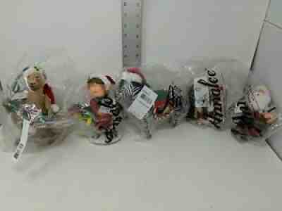 5 Annalee lot Dolls Christmas Holiday NWT kangaroo monkey zebra santa mous (zoo)