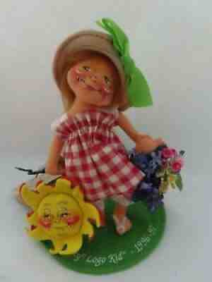 Little Mae Flowers 1996 Annalee Mobilitee 7" Logo Kid Doll #9660 W / Pins