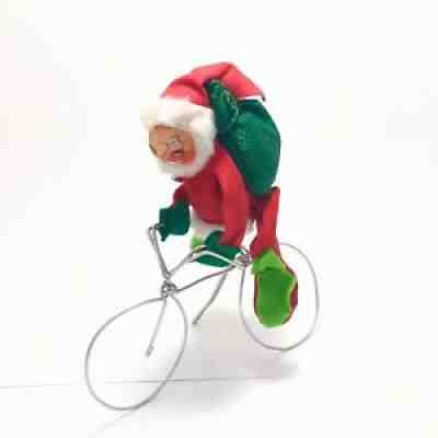 Annalee Santa Claus On Bicycle Vintage 1971