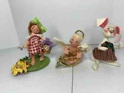 Annalee Doll Lot Society Girl "Little Mae Flowers" Logo Kid 1996-97 Lot Of 3