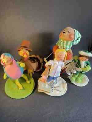 lot of 5 Annalee Dolls-1987-1999 bear,skate girl, easter & Ice Cream Boy,Turkey