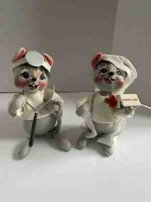 VINTAGE ANNALEE DOLLS First Aid Doctor Mouse and Red Cross Mouse Vintage