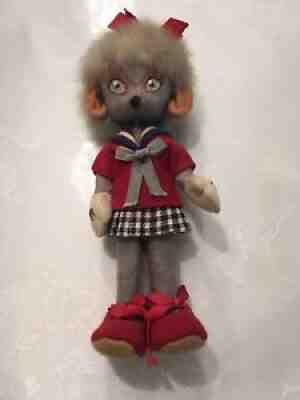 vintage felt French female 7.5â? Rat troll doll schoolgirl uniform Annalee