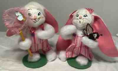 Annalee 2011 Easter Boy & Girl Bunny Rabbit Butterfly Net Spring Lot