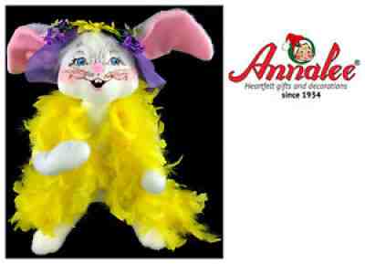Large Annalee Doll Spring Easter Bunny Rabbit With Feather Boa 19" In Tall 2007
