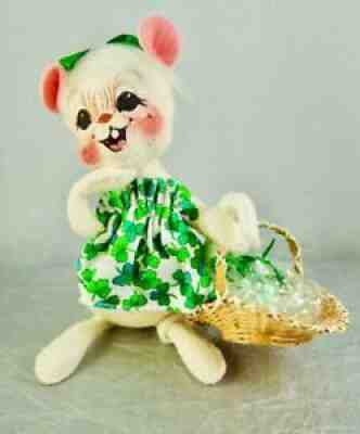 Annalee 2000 Meg Mouse Doll 171200 With Basket of Shamrocks St Patricks Day 7"