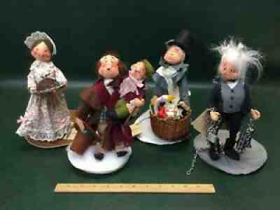 4 Annalee Dolls Christmas Carol ~ Marley, Cratchet & Tiny Tim, Martha, Scrooge