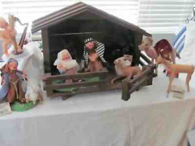 Annalee Nativity Includes 9 pcs. and the large manger. Remarkable in appearance.