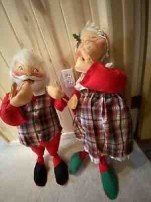 Annalee Vintage Santa 30â? And Mrs Claus 31â? 1969 Plaid Large Dolls Mobilitee