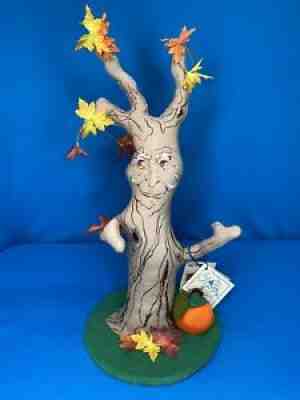 ANNALEE 15" Halloween Haunted Tree (Tan) w Orange Pumpkin W Tags USA '96