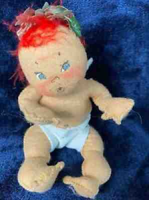 Annalee Angel 1950's Annalee Angel Doll Feather Hair Painted Face 4 1/2 IN Annal