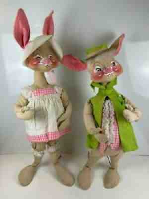 Pair Vintage Annalee Mobiletee 1971 Large Bunny Rabbits 35" Free Standing