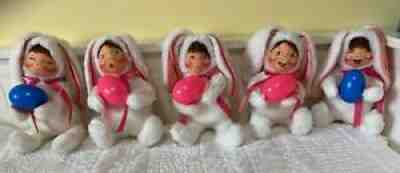 Vintage Annalee Bunny Kid With Egg - Lot of 5, All Different Expressions - HTF!