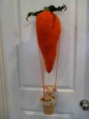 Rare Easter Annalee Bunny Doll Ridding in a Basket of a Carrot Hot Air Balloon