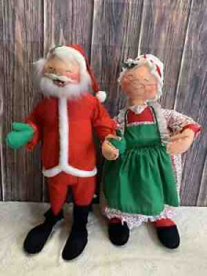 Vintage 31 inch Annalee Dolls 1974 Santa Claus and 1989 Mrs. Claus Made in USA