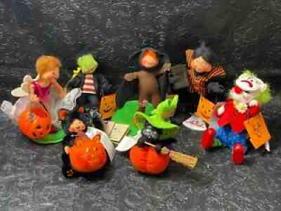 7 Annalee Trick or Treat Kids Frankenstein Clown Bat Pumpkin Black Cat Halloween