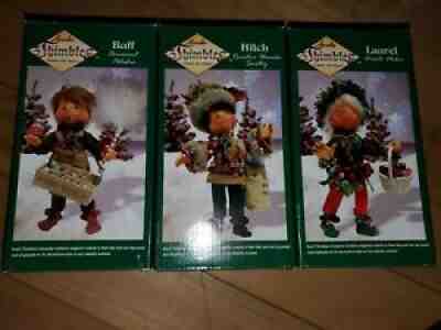 Lot of 3 RARE Annalee Christmas Thimbles - Buff, Laurel and Hitch NEW NIB Mint