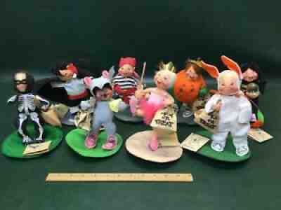 Lot of 8 Annalee Trick or Treat Kids ~ Dracula, Pumpkin, Mouse, Pirate, Gypsy ++
