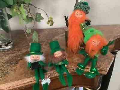 Lot Of 4 Annalee Dolls St Patricks Day Green Leprechauns ð??