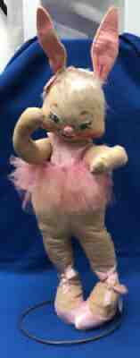 Vintage 1968 Annalee Mobilitee Large 24â? Bunny Ballerina On Wire Stand