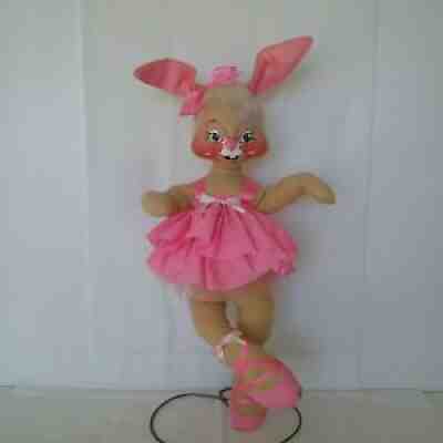 Vintage Annalee 1971 Large Ballerina Bunny with Stand, 24 inches EUC