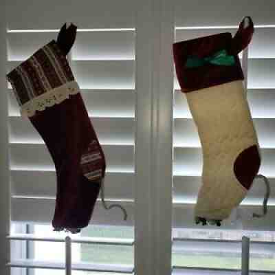 ANNALEE 18" QUILTED STOCKINGS WITH MICE 2 IN TOTAL