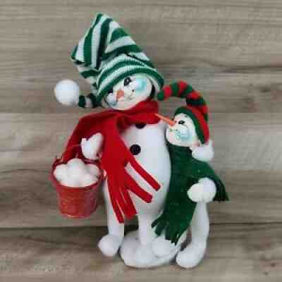 2006 ANNALEE STANDING SNOWMAN DOLL FATHER & SON SNOWBALL FIGHT 10â?