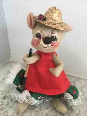 Rare VINTAGE 1970 ANNALEE GARDENING DOLL with Shovel Ladybug & Frog Spring