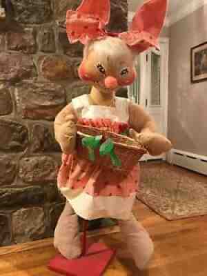 1981 store display 48" Annalee Country Girl Bunny with basket