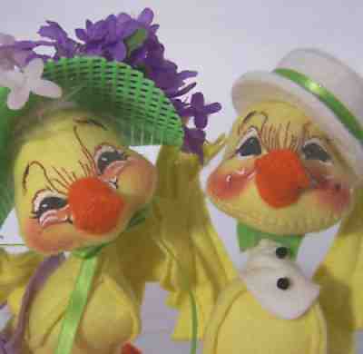 Annalee Easter Duck Doll Pr. Sunday Outfits Top Hat Bonnet Purse Ribbons New NOS