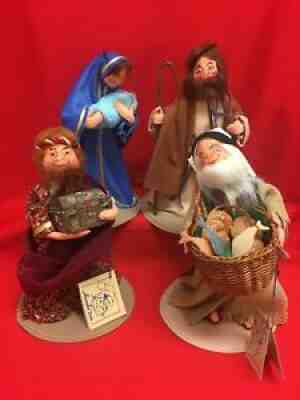 ANNALEE CHRISTMAS NATIVITY SET OF 4 MARY JOSEPH WISEMAN & PEASANT W/TAGS