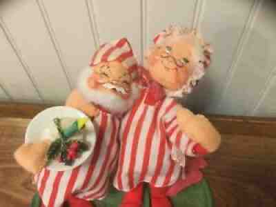 Annalee Mr. and Mrs. Clause in Striped Pajamas