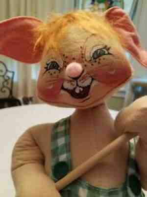 Vintage Annalee Garden Boy Bunny with garden hoe 94"