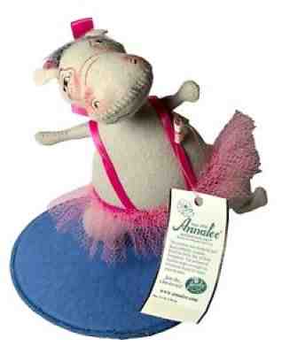 Vintage 1999 Annalee Doll Ballerina Dancing Hippo Ballerina, Pink Tutu, 8.5â?