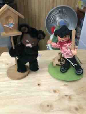 2 Annalee dolls - Birdhouse Bear, Halloween Pirate - rare - vintage - good shape