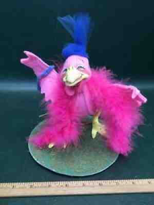 Rare Vintage 1992 Annalee Doll Pink Flamingo Diva w/ Feather Boa & Purse