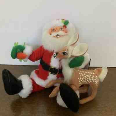 Annalee Doll 6â? Christmas Swirl Santa & Fawn New Tags Hand Painted 2019