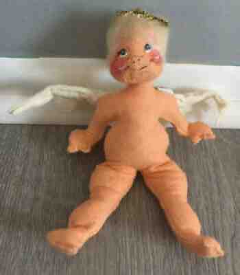 Vintage 1956 Annalee Mobilitee 7â? Angel Cherub Doll Gold Halo White Wings