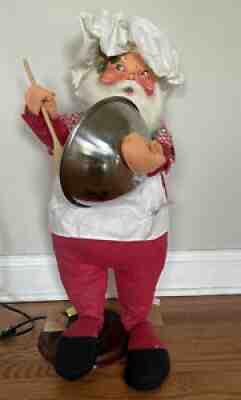 Rare Vintage Annalee Animated Chef Baker Santa 30â? Tall